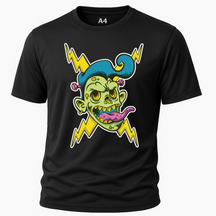 Electric Zombie Head Cooling Performance Crew T-Shirt