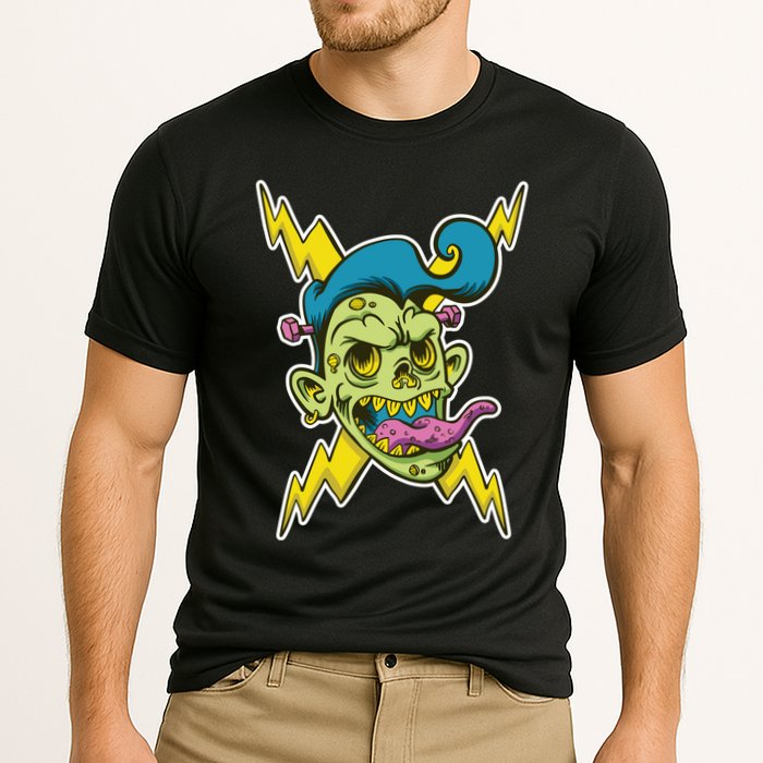 Electric Zombie Head Cooling Performance Crew T-Shirt