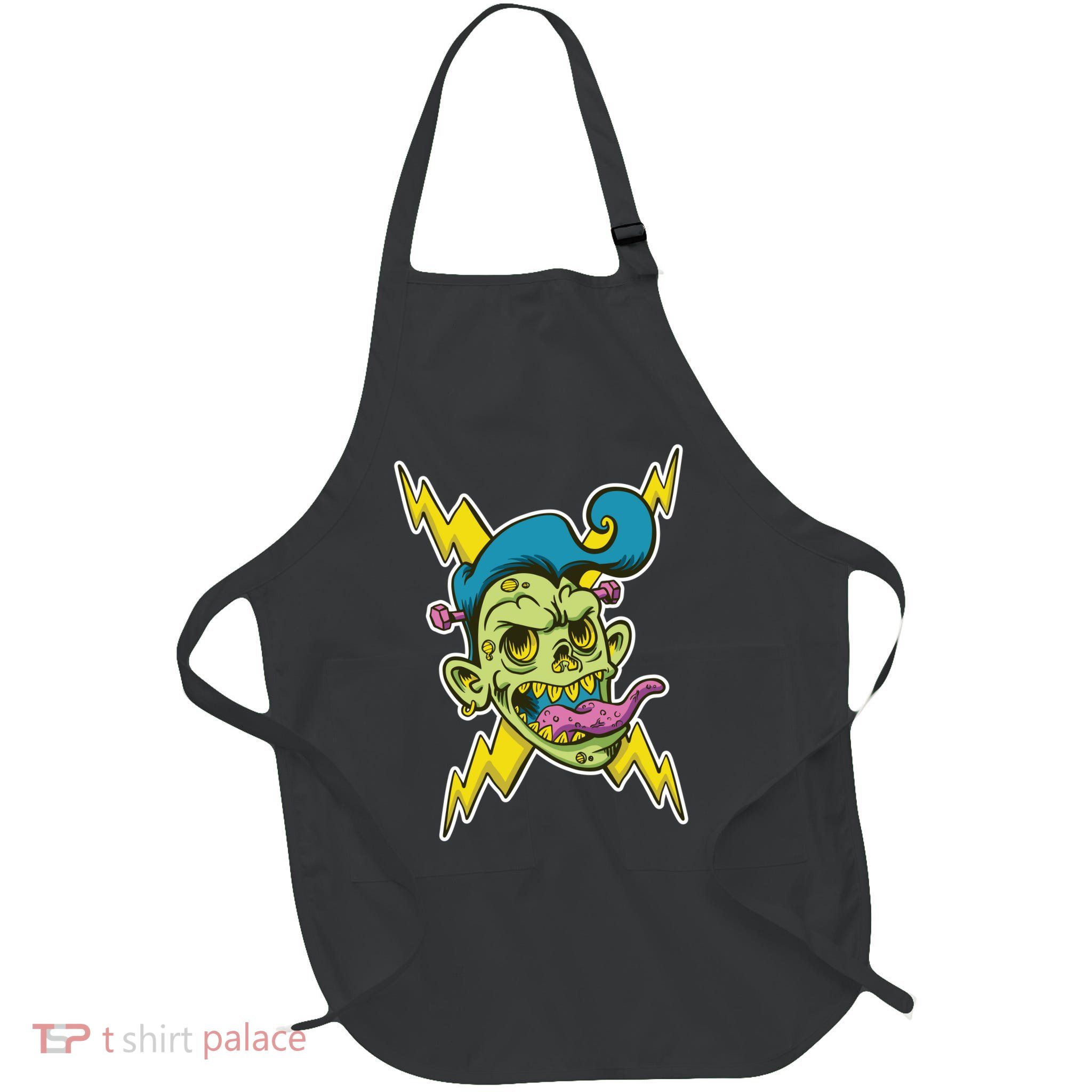 Electric Zombie Head Full-Length Apron With Pockets