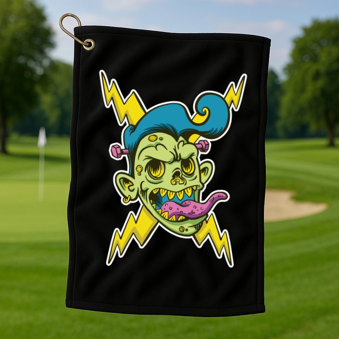 Electric Zombie Head Golf Towel