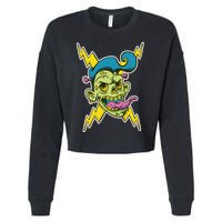 Electric Zombie Head Cropped Pullover Crew