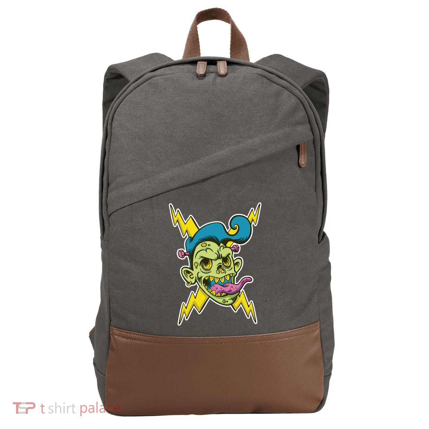 Electric Zombie Head Cotton Canvas Backpack
