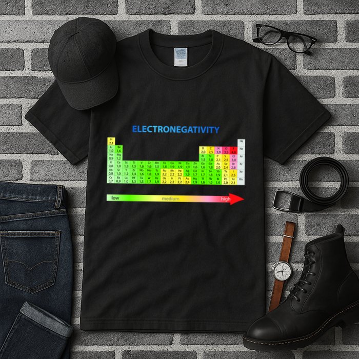 Electronegativity Values Periodic Table of Elements Tall T-Shirt