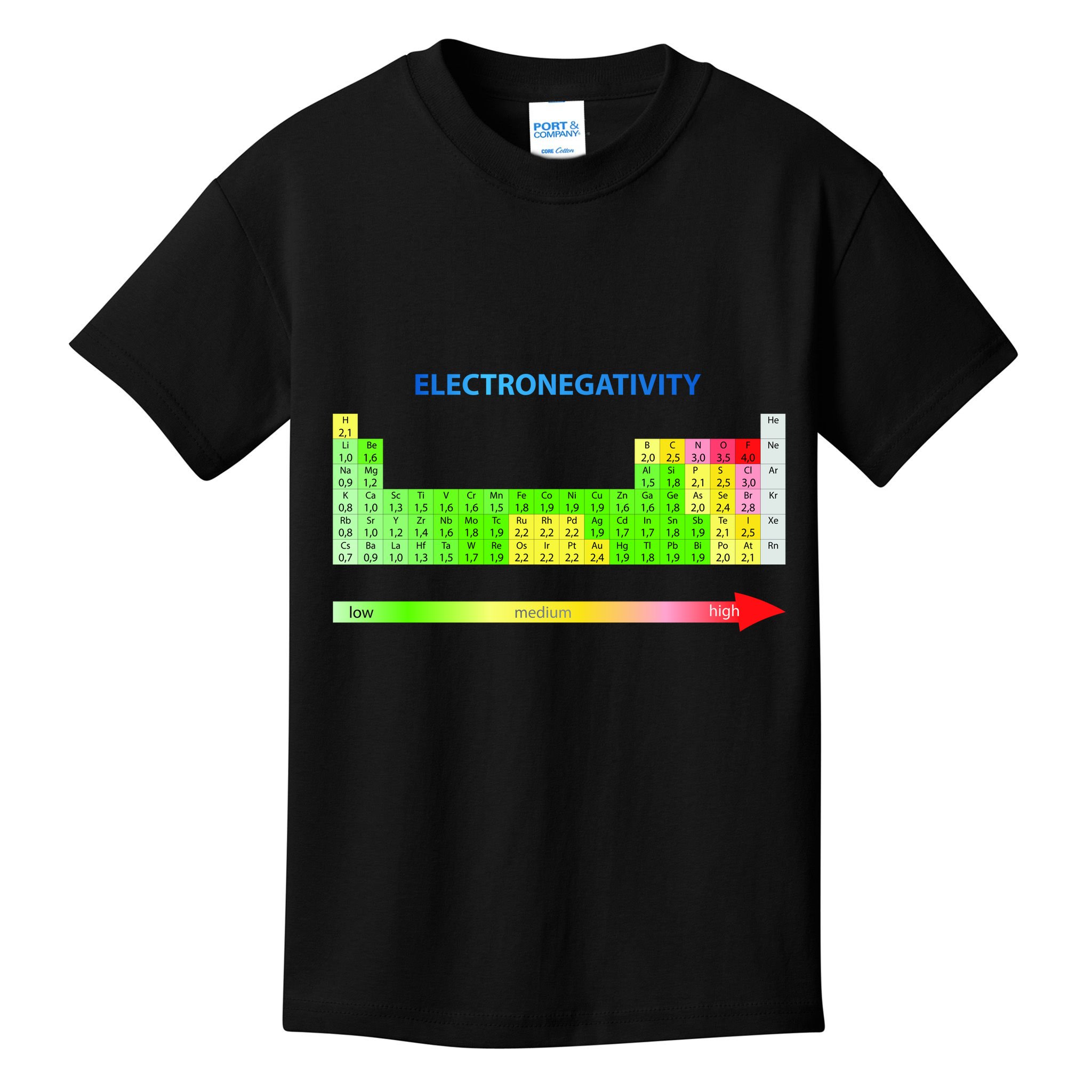 Electronegativity Values Periodic Table of Elements Kids T-Shirt