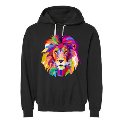 Elegant Colorful Cool Lion Head Garment-Dyed Fleece Hoodie