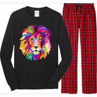 Elegant Colorful Cool Lion Head Long Sleeve Pajama Set