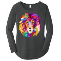 Elegant Colorful Cool Lion Head Women's Perfect Tri Tunic Long Sleeve Shirt