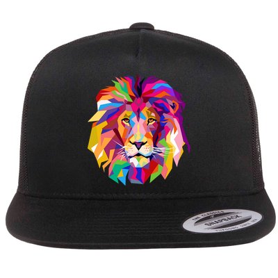 Elegant Colorful Cool Lion Head Flatbill Hat