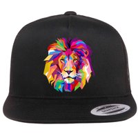 Elegant Colorful Cool Lion Head Flat Bill Trucker Hat