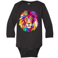 Elegant Colorful Cool Lion Head Baby Long Sleeve Bodysuit