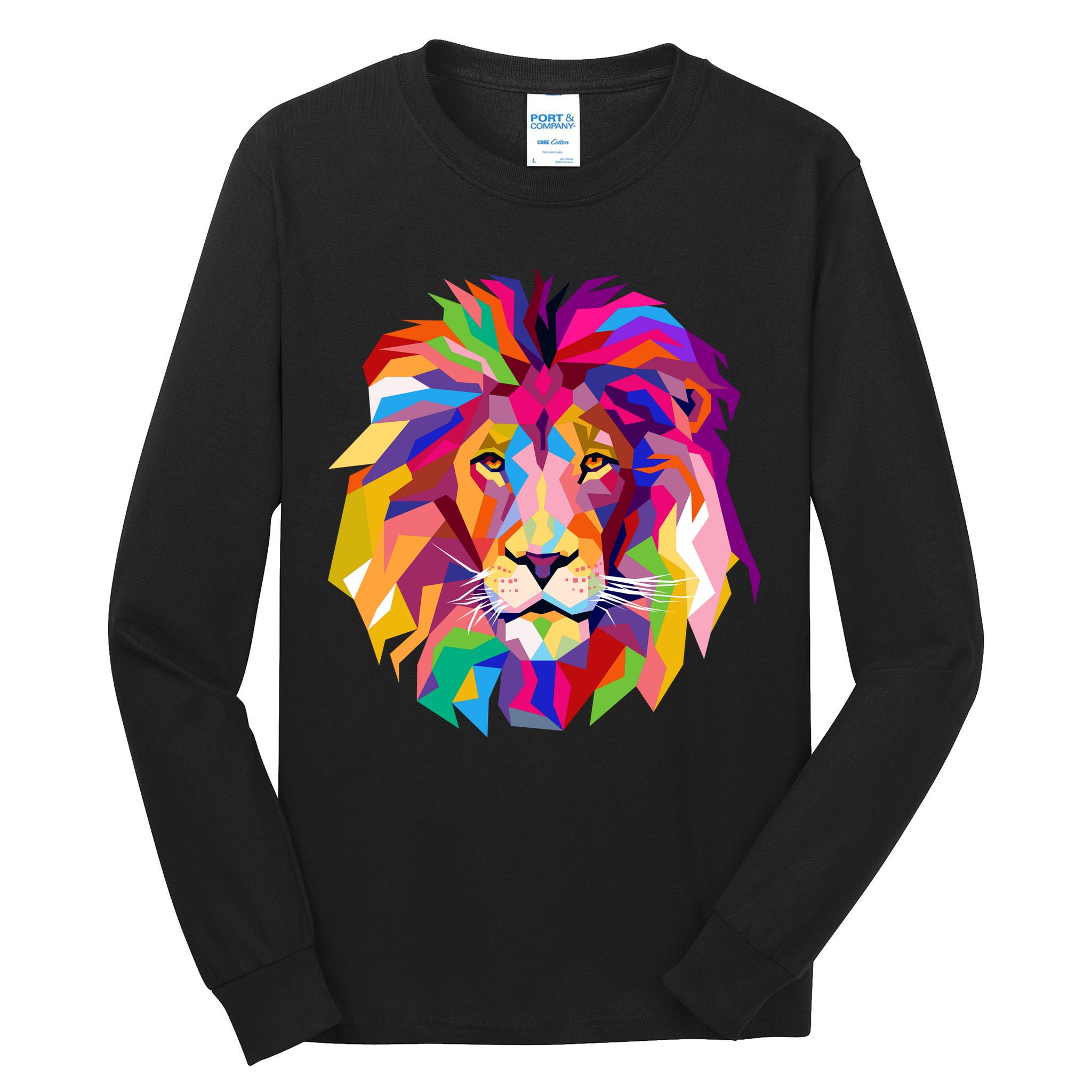 Elegant Colorful Cool Lion Head Tall Long Sleeve T-Shirt