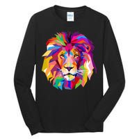 Elegant Colorful Cool Lion Head Tall Long Sleeve T-Shirt