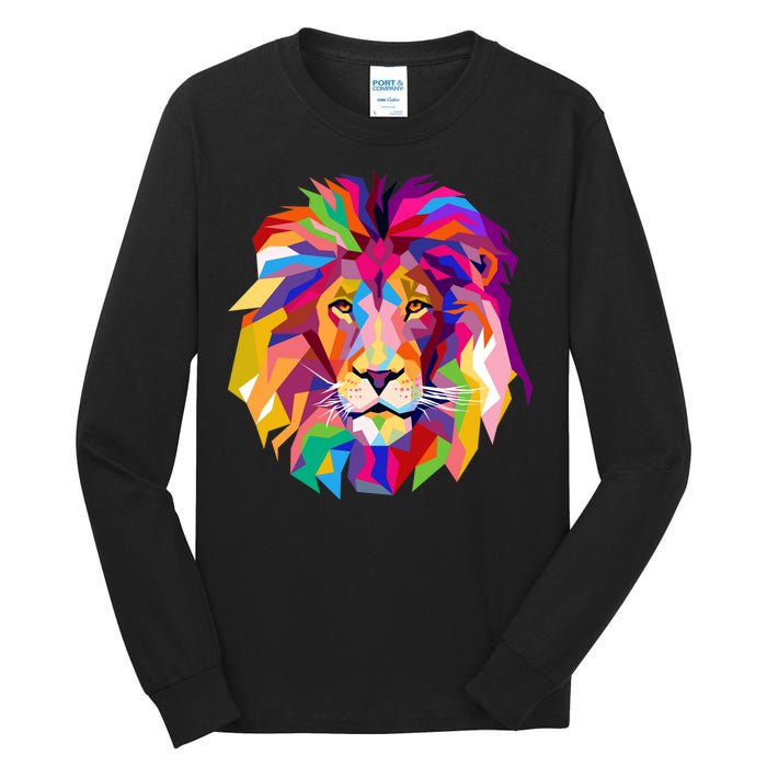 Elegant Colorful Cool Lion Head Tall Long Sleeve T-Shirt