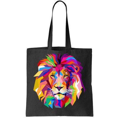 Elegant Colorful Cool Lion Head Tote Bag