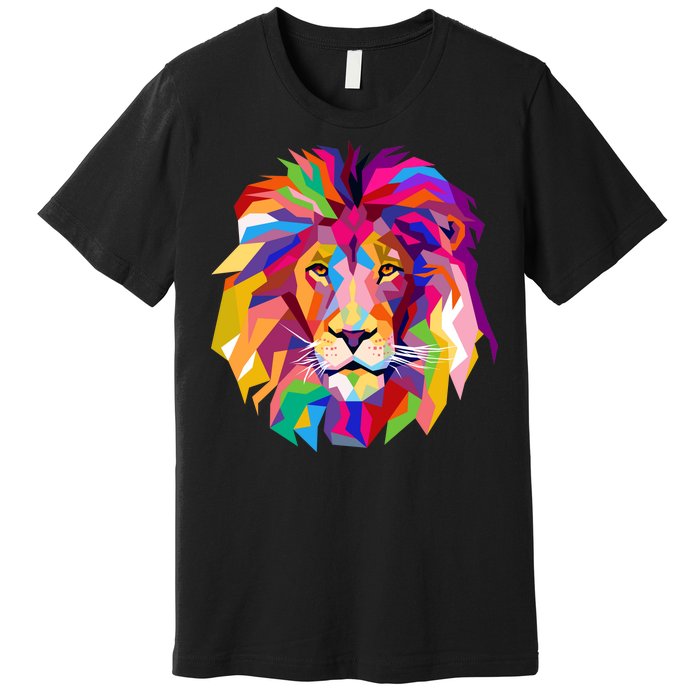 Elegant Colorful Cool Lion Head Premium T-Shirt