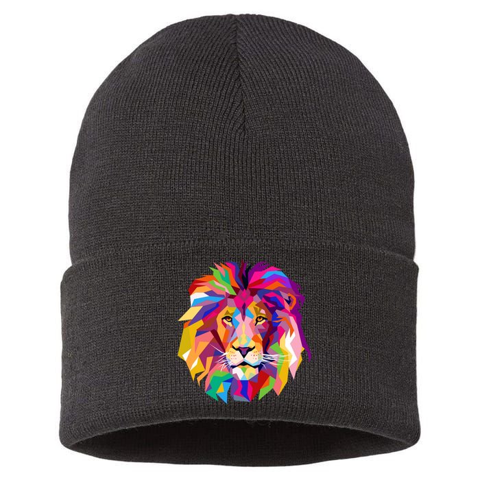 Elegant Colorful Cool Lion Head Sustainable Knit Beanie