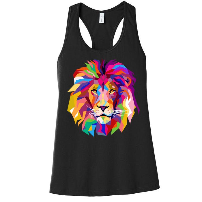 Elegant Colorful Cool Lion Head Women's Racerback Tank