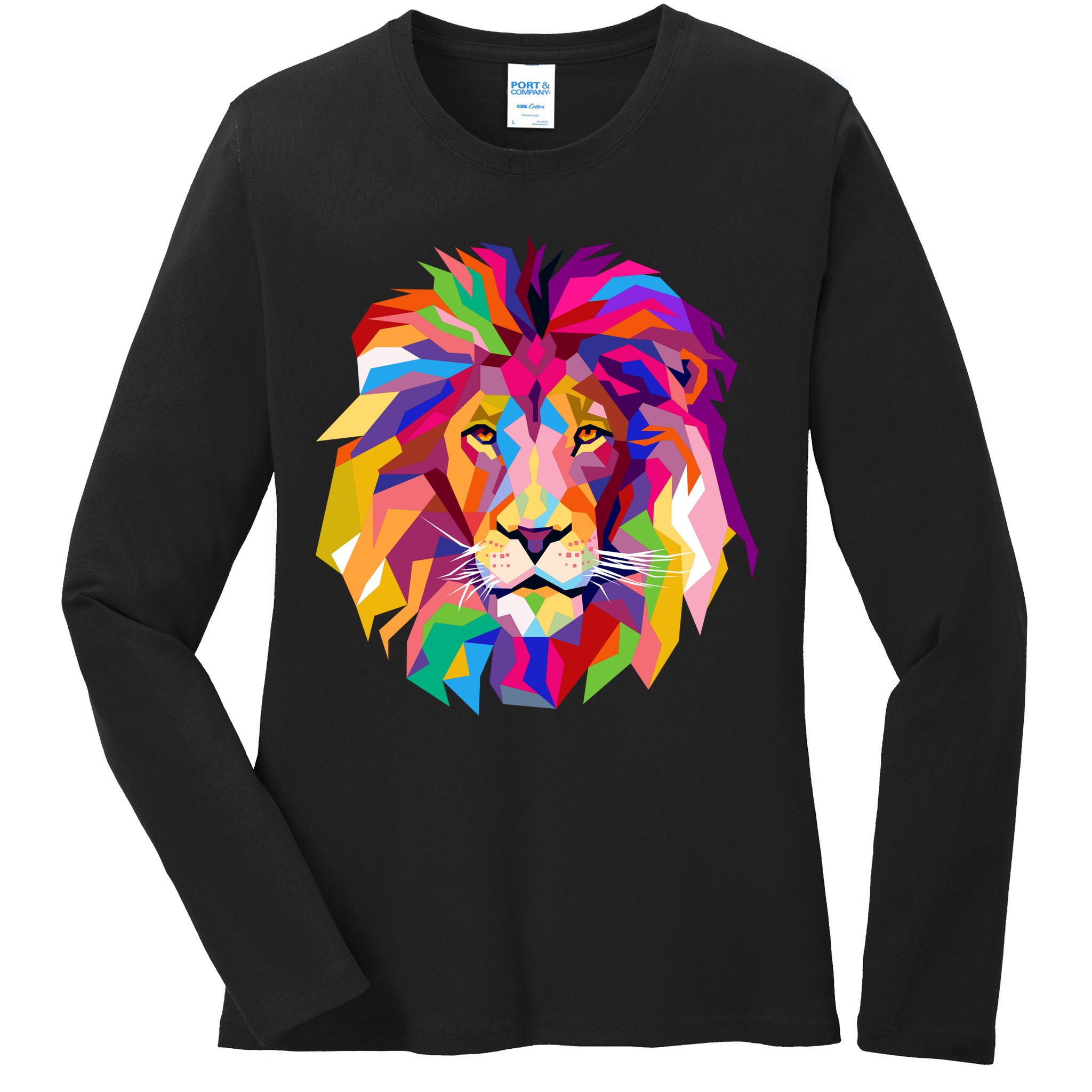 Elegant Colorful Cool Lion Head Ladies Long Sleeve Shirt