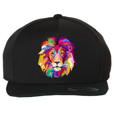 Elegant Colorful Cool Lion Head Wool Snapback Cap