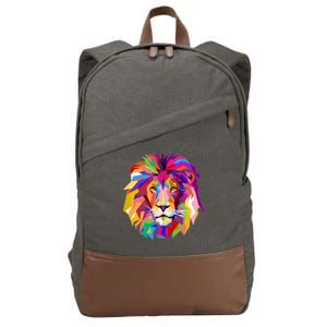 Elegant Colorful Cool Lion Head Cotton Canvas Backpack