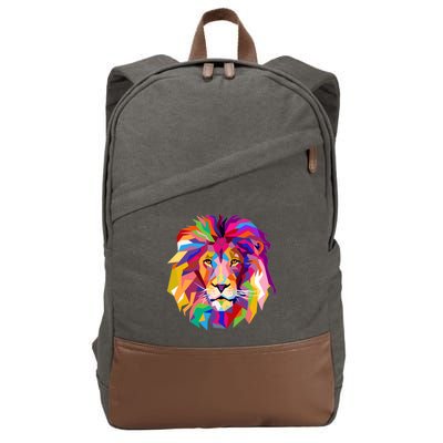 Elegant Colorful Cool Lion Head Cotton Canvas Backpack