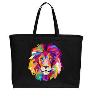 Elegant Colorful Cool Lion Head Cotton Canvas Jumbo Tote