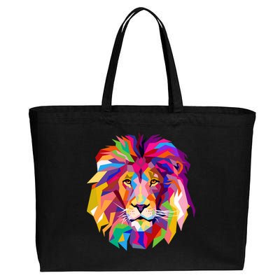 Elegant Colorful Cool Lion Head Cotton Canvas Jumbo Tote