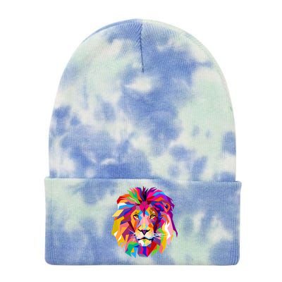 Elegant Colorful Cool Lion Head Tie Dye 12in Knit Beanie