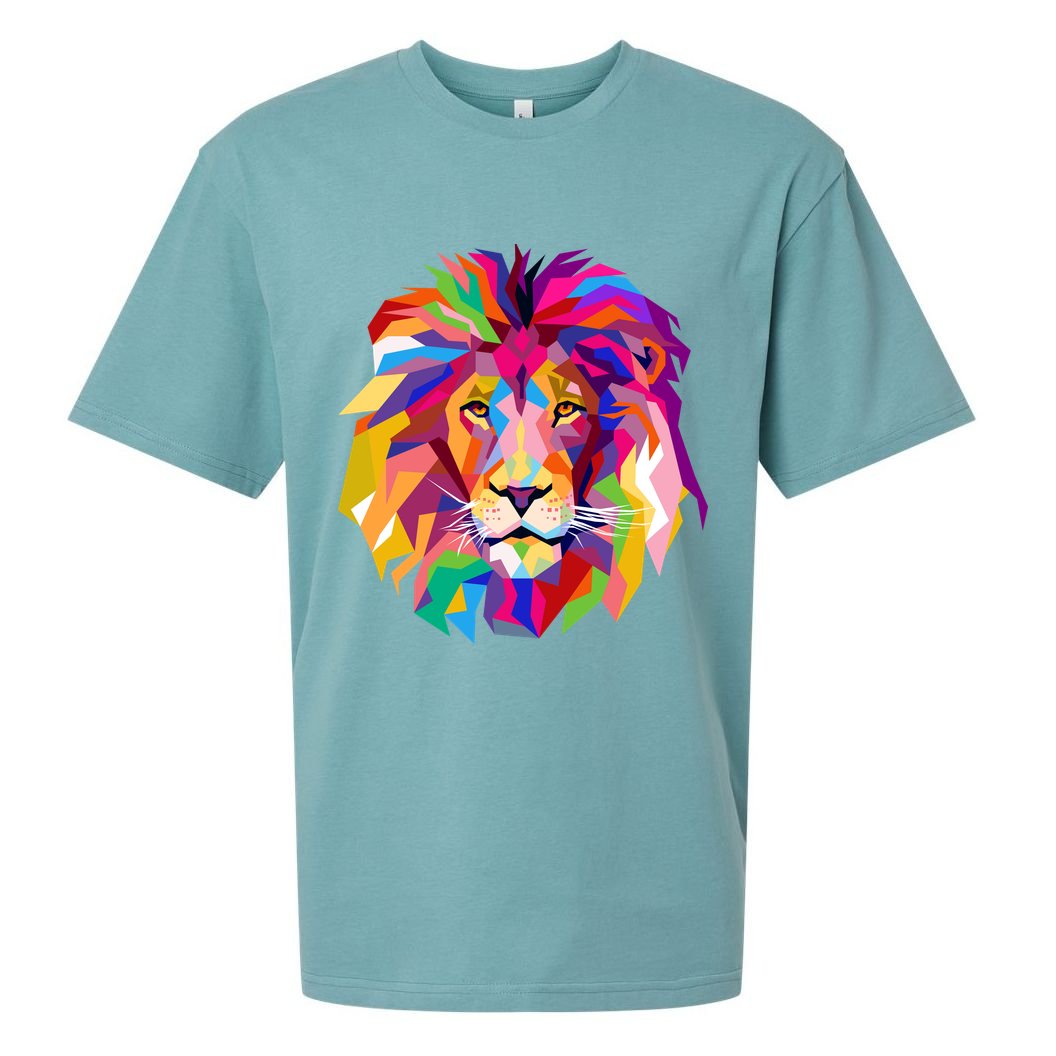 Elegant Colorful Cool Lion Head Sueded Cloud Jersey T-Shirt