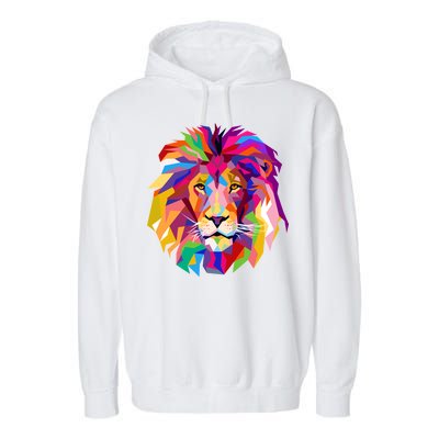 Elegant Colorful Cool Lion Head Garment-Dyed Fleece Hoodie