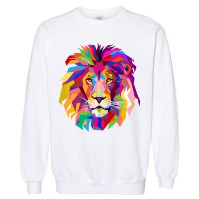 Elegant Colorful Cool Lion Head Garment-Dyed Sweatshirt