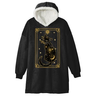 Elegant Galaxy Tarot Card Cat Hooded Wearable Blanket