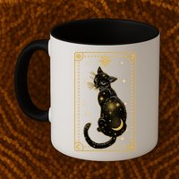 Elegant Galaxy Tarot Card Cat Mug