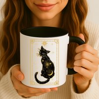 Elegant Galaxy Tarot Card Cat Mug