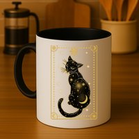 Elegant Galaxy Tarot Card Cat Mug