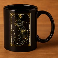 Elegant Galaxy Tarot Card Cat 11oz C Handle Ceramic Mug
