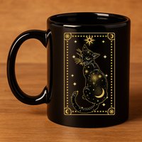 Elegant Galaxy Tarot Card Cat 11oz C Handle Ceramic Mug