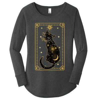 Elegant Galaxy Tarot Card Cat Women's Perfect Tri Tunic Long Sleeve Shirt