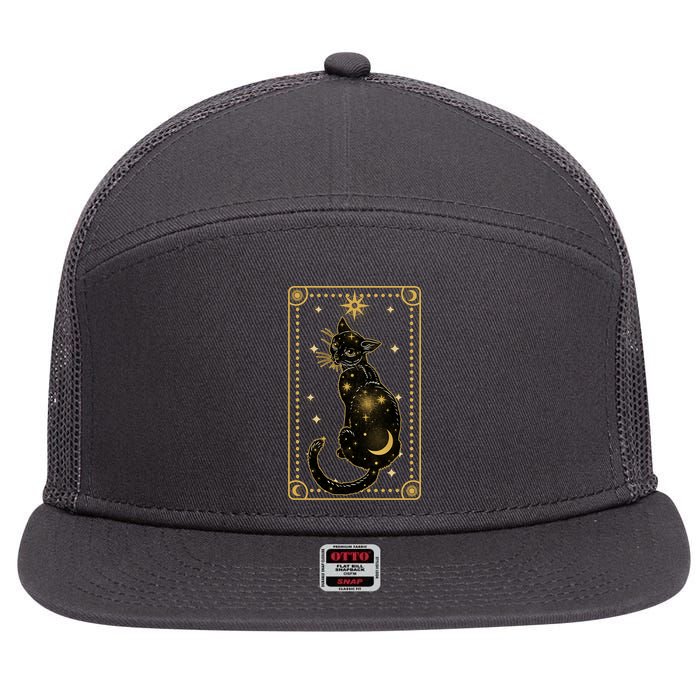 Elegant Galaxy Tarot Card Cat 7 Panel Mesh Trucker Snapback Hat