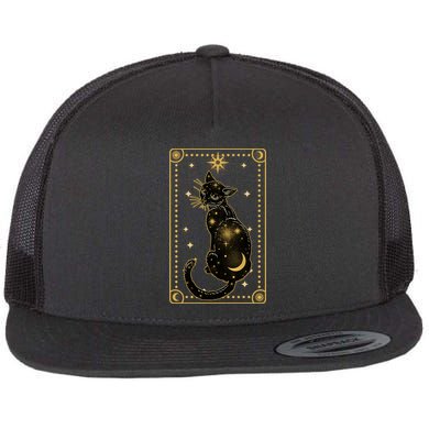 Elegant Galaxy Tarot Card Cat Flat Bill Trucker Hat