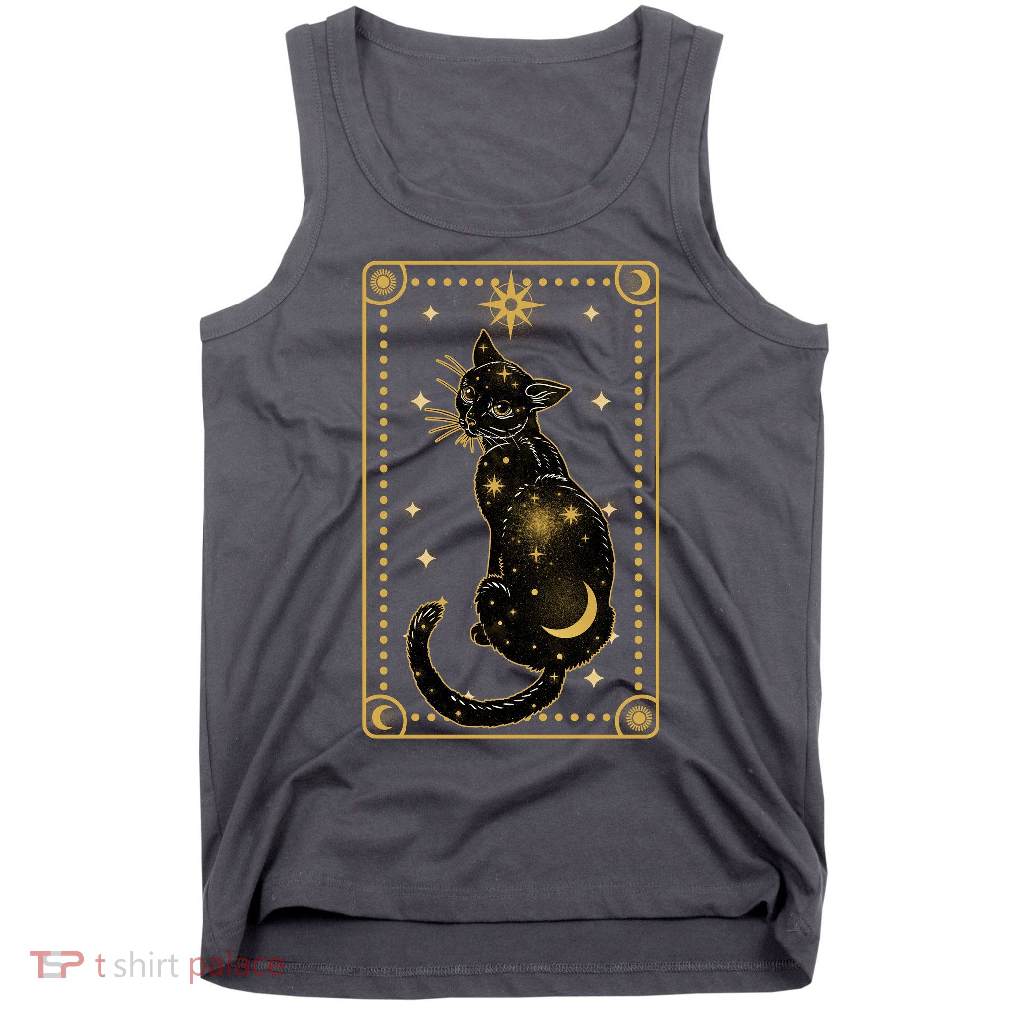 Elegant Galaxy Tarot Card Cat Tank Top