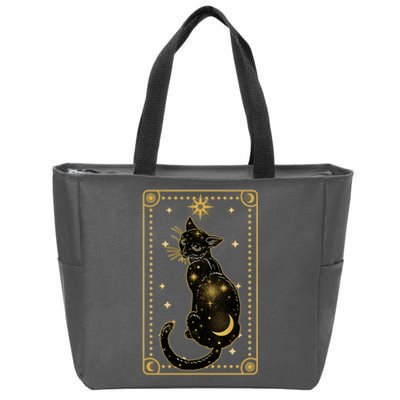 Elegant Galaxy Tarot Card Cat Zip Tote Bag