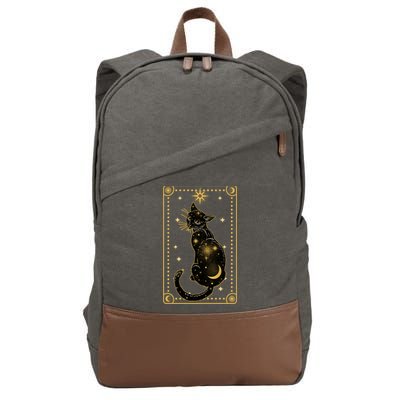 Elegant Galaxy Tarot Card Cat Cotton Canvas Backpack