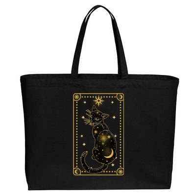 Elegant Galaxy Tarot Card Cat Cotton Canvas Jumbo Tote