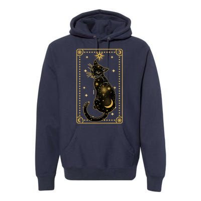 Elegant Galaxy Tarot Card Cat Premium Hoodie