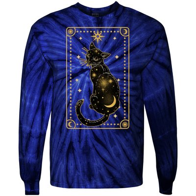 Elegant Galaxy Tarot Card Cat Tie-Dye Long Sleeve Shirt