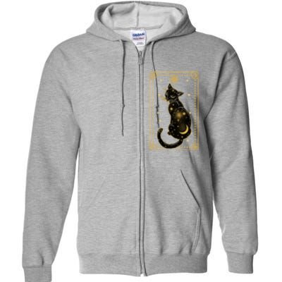 Elegant Galaxy Tarot Card Cat Full Zip Hoodie