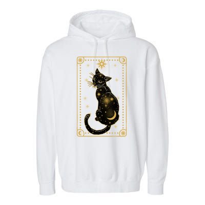 Elegant Galaxy Tarot Card Cat Garment-Dyed Fleece Hoodie