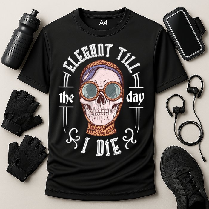 Elegant Till The Day I Die Skull Cooling Performance Crew T-Shirt
