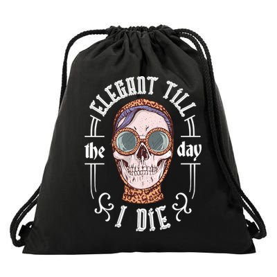 Elegant Till The Day I Die Skull Drawstring Bag